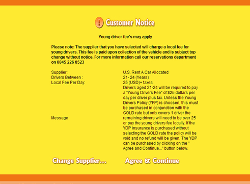 Click agree and continue to buy the young drivers package
